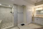 King size bed, walk in shower, privacy vanity, large closet storage